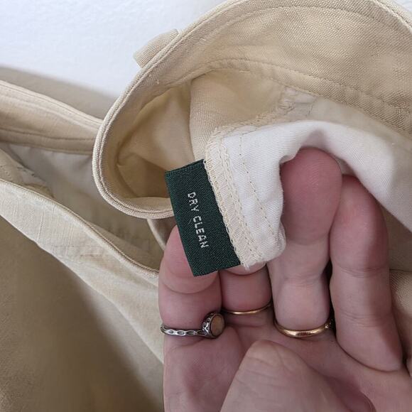 Lauren Ralph Lauren Butter Yellow Silk Linen Wide Leg Beachy Pants Size 14 - Picture 5 of 8